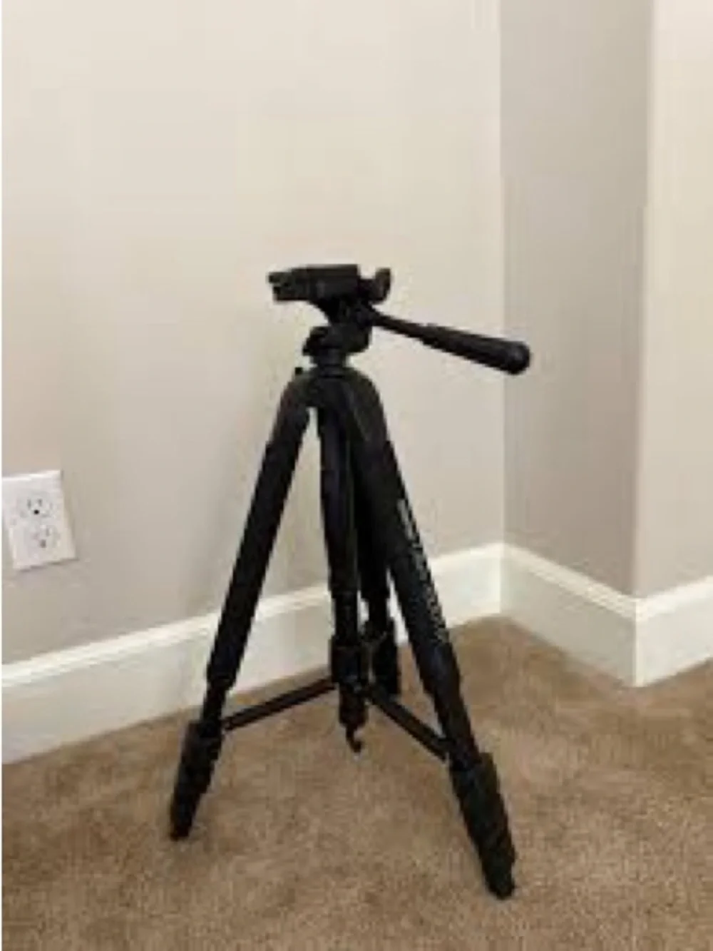 Black Camera Tripod with 3-Way Pan Head and Quick-Release Plate